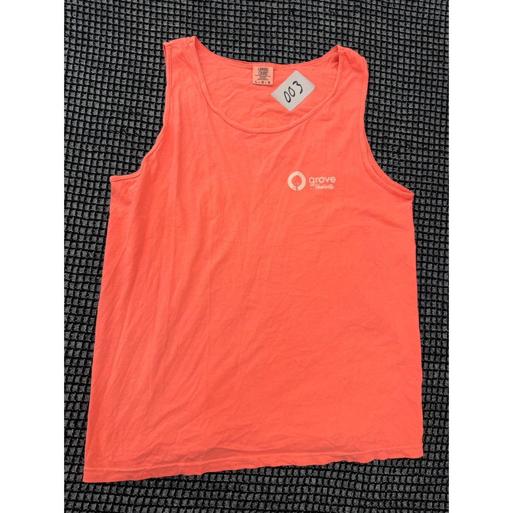 Comfort Colors Tank Top Mens Large Orange Excellent Grove Huntsville Graphic